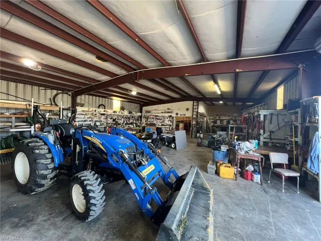 Garage with a workshop area