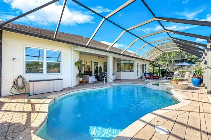 Expansive screened lanai with ample space for lounging, dining, and enjoying peaceful water views. Take in the sun with all of this additional lanai space.