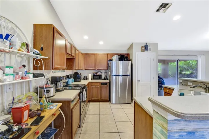 View of kitchen from living room
