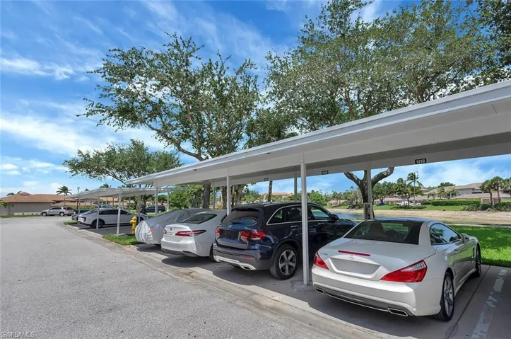 View of covered parking lot