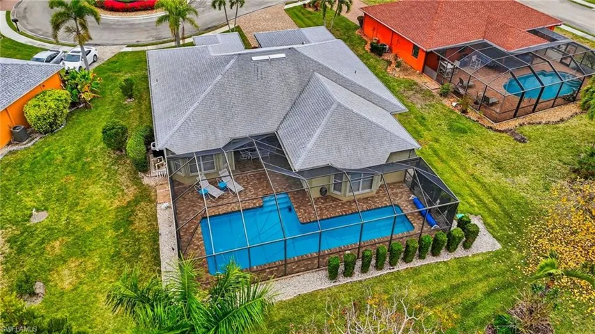 Aerial view of a pool
