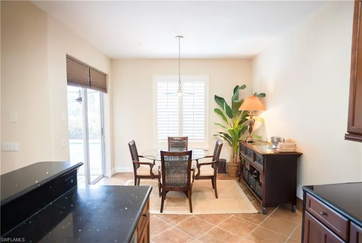 View of tiled dining room