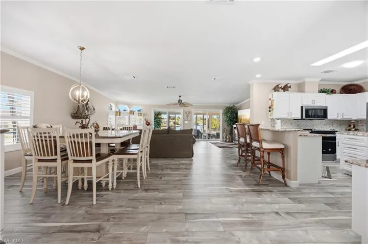 Spacious open layout with living dining and kitchen areas