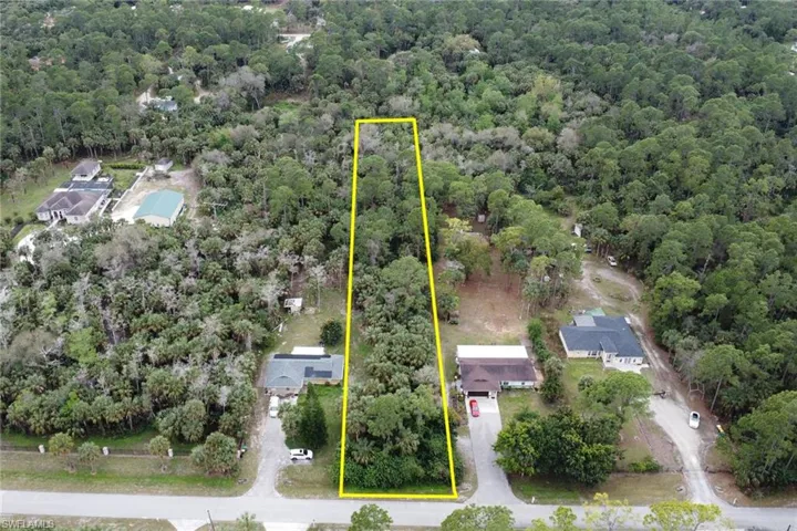 Birds eye view of property with a view of trees