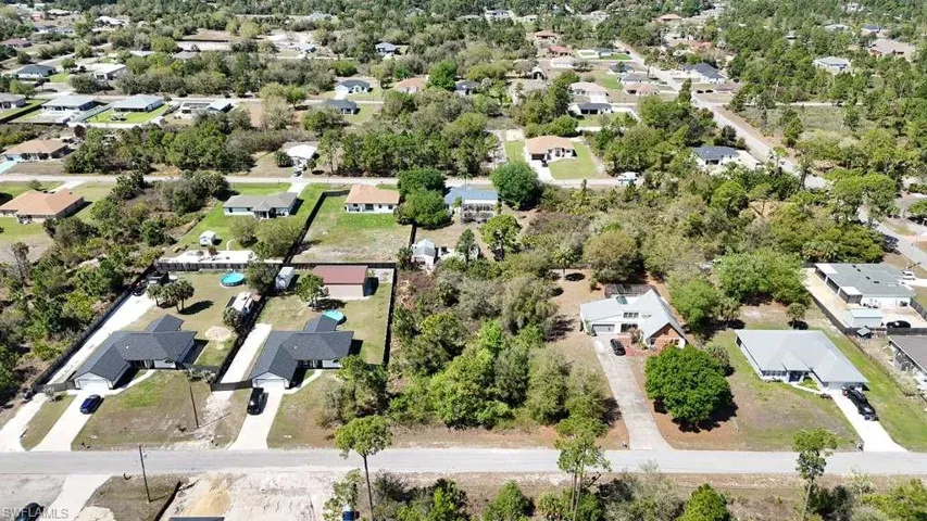 Aerial perspective of suburban area