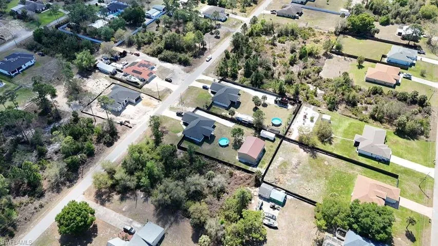 Aerial perspective of suburban area