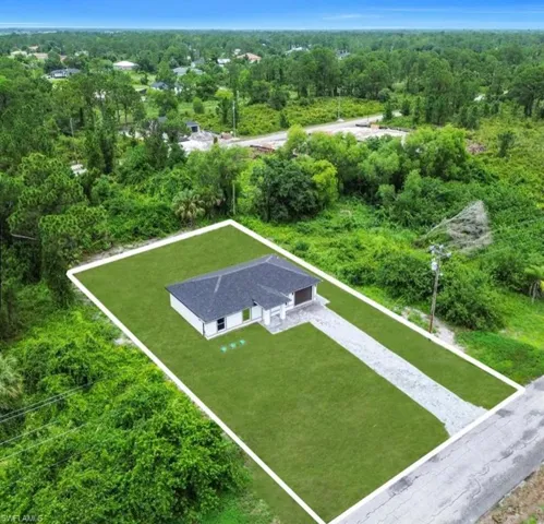 Aerial view of a heavily wooded area