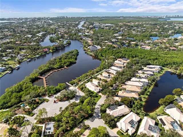Aerial view of residential area featuring gulf access