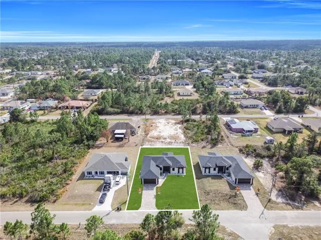 Aerial perspective of suburban area