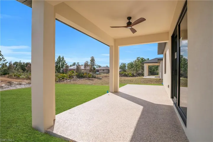 View of patio / terrace featuring ceiling fan