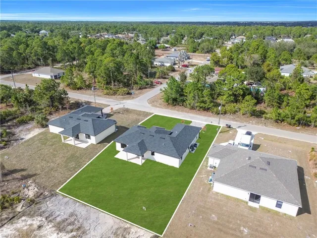 Aerial perspective of suburban area