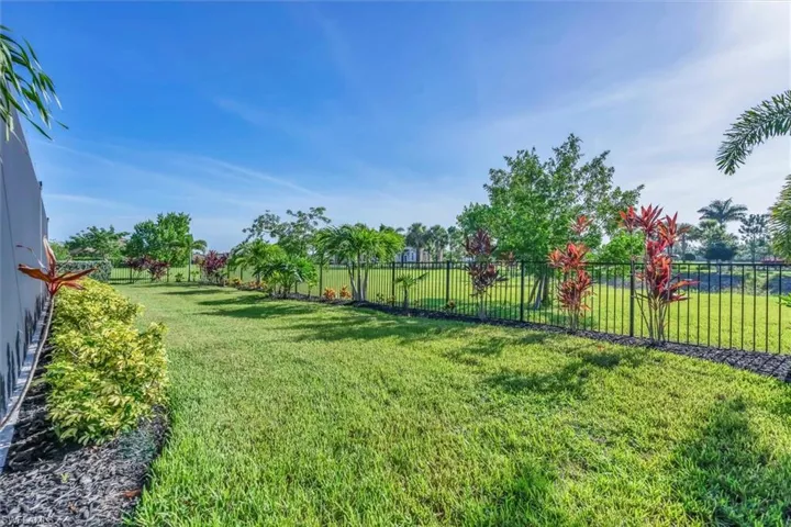 View of fenced backyard