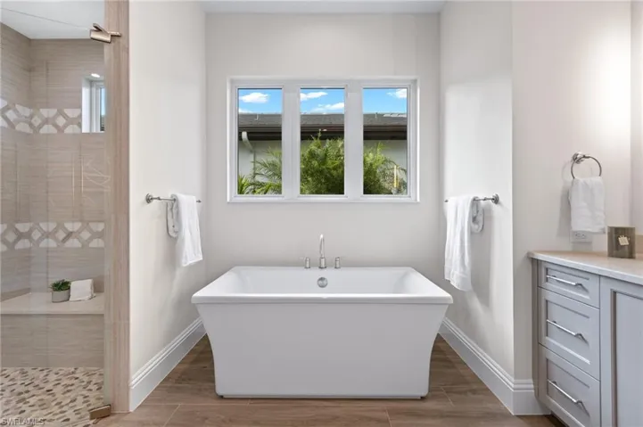 Bathroom with separate shower and tub and vanity