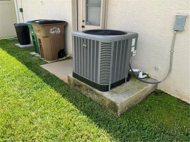 Exterior details featuring central AC