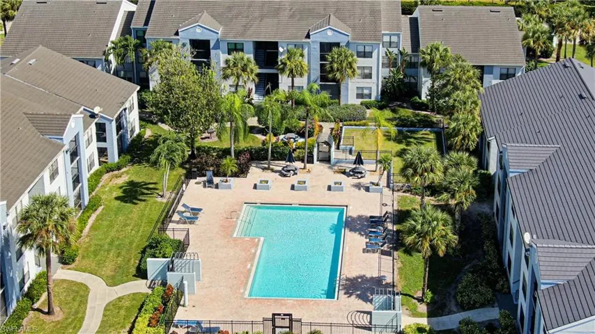 Aerial view of a pool area