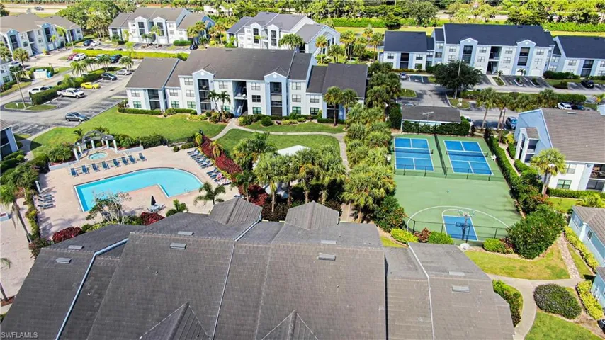 Aerial view of a pool area