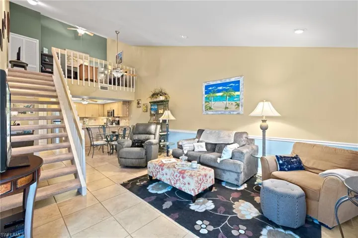 From the moment you enter the home, the vaulted ceiling in the great room welcome you along light tile floors. The ceiling fans offers gently breezes.