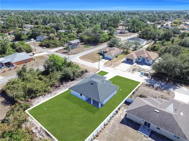 Aerial perspective of suburban area