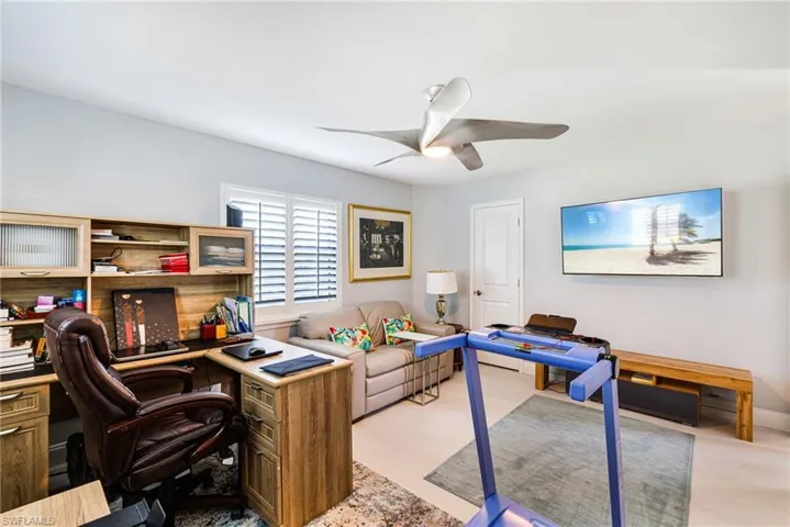 Office with ceiling fan