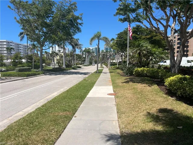 View of street with sidewalks and curbs