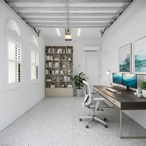 Virtually Staged Office in Garage with A/C