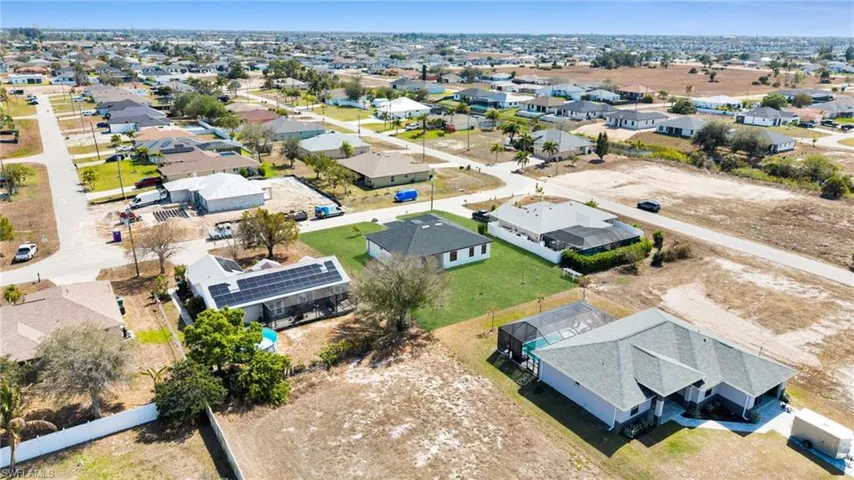 Aerial perspective of suburban area