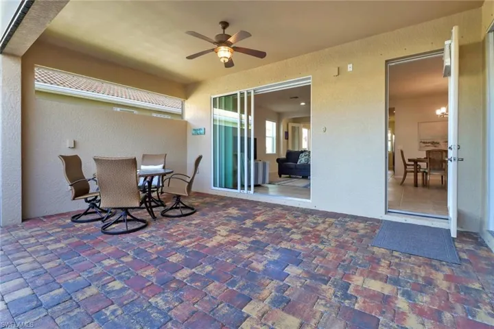 View of patio / terrace featuring ceiling fan