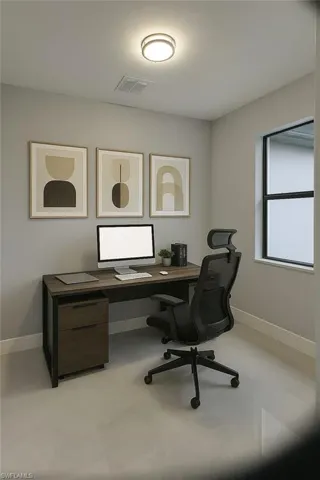 Home office with baseboards
