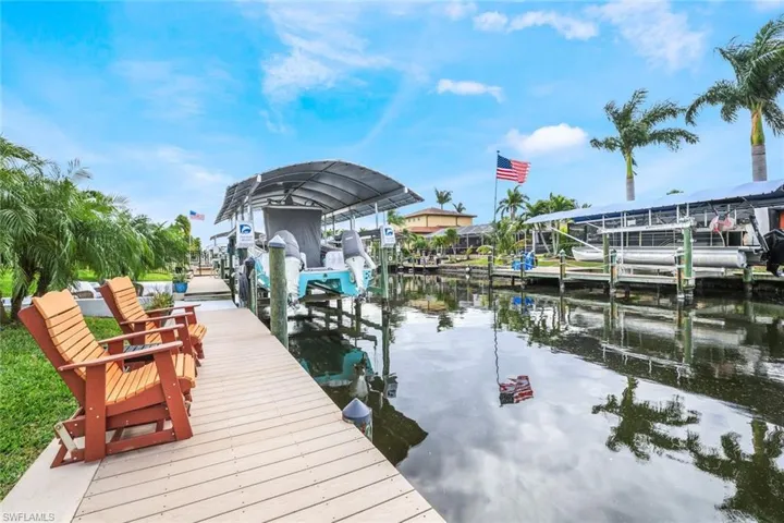 Dock area featuring a water view
