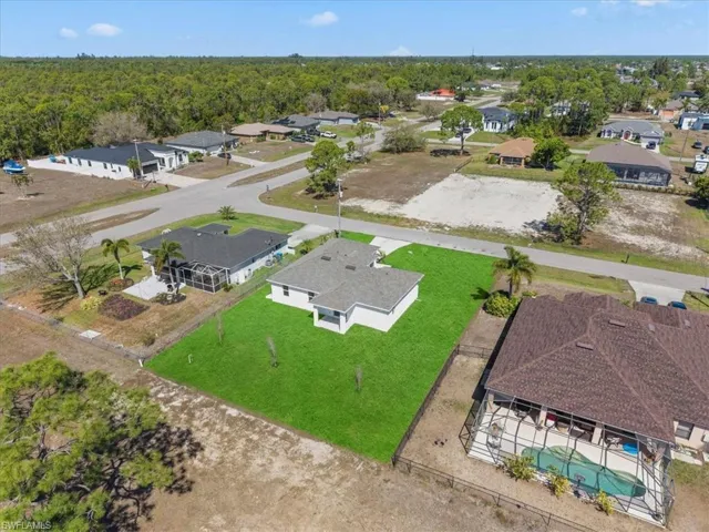 Aerial perspective of suburban area