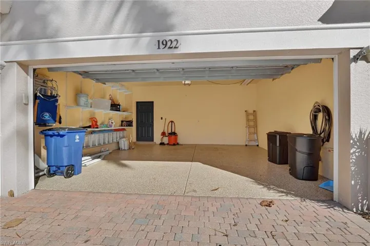 Oversized two car garage with epoxy flooring
