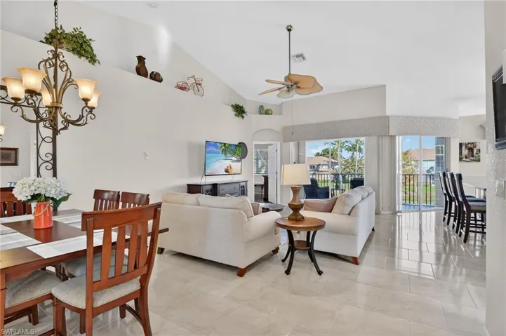 View of the living area and dining room