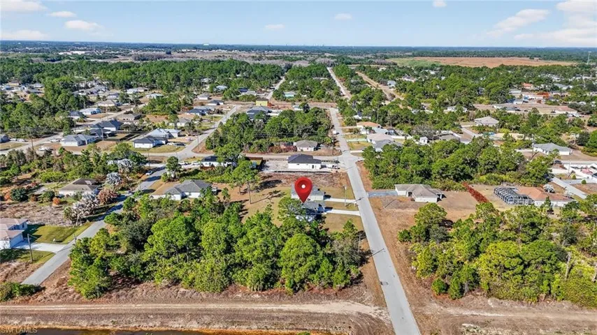 Aerial perspective of suburban area