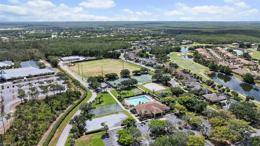 Aerial view with a residential view, a water view, and golf course view