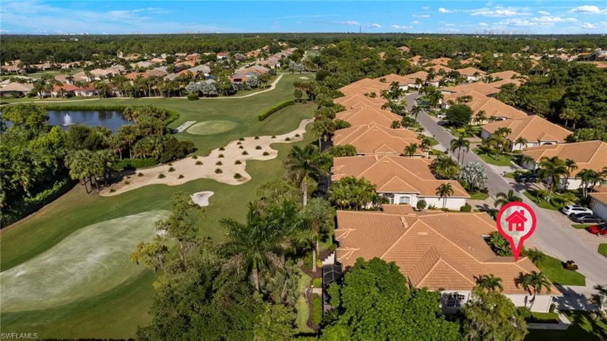 Aerial view with a golf course view