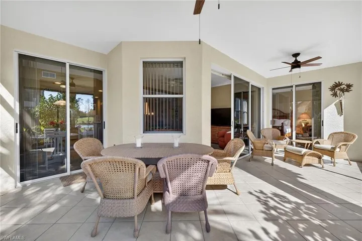 Wrap around lanai with room for dining and socializing.