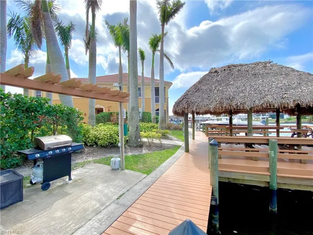 View of dock with a gazebo
