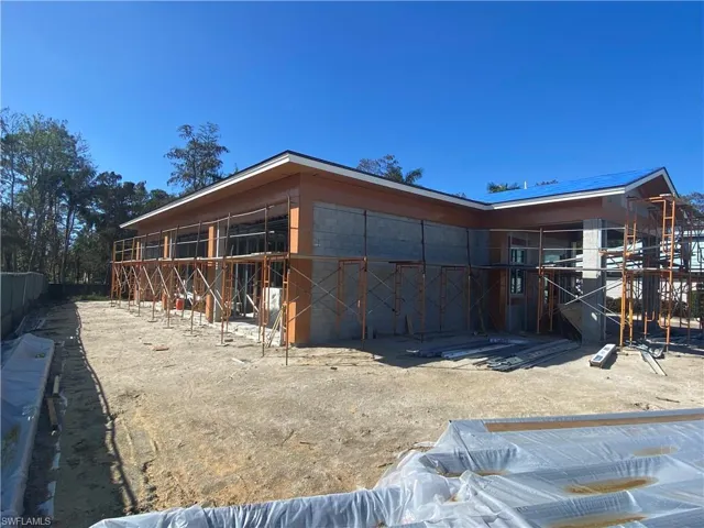 View of indoor golf training center under construction