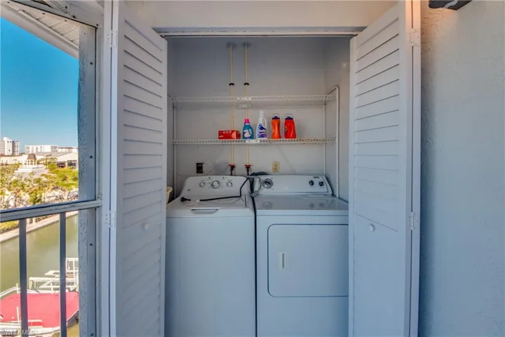Laundry off master bedroom balcony, unit has 2  large balconies