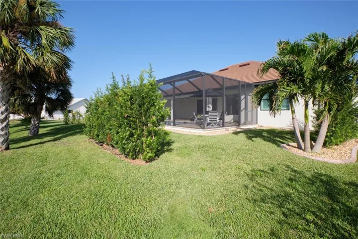 Back yard with mature landscaping