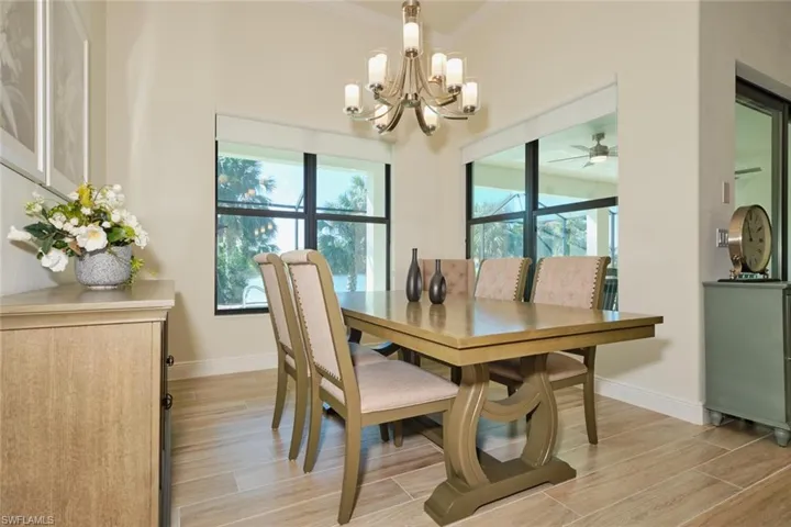 Dining area with great view of Lanai, Pool and POND