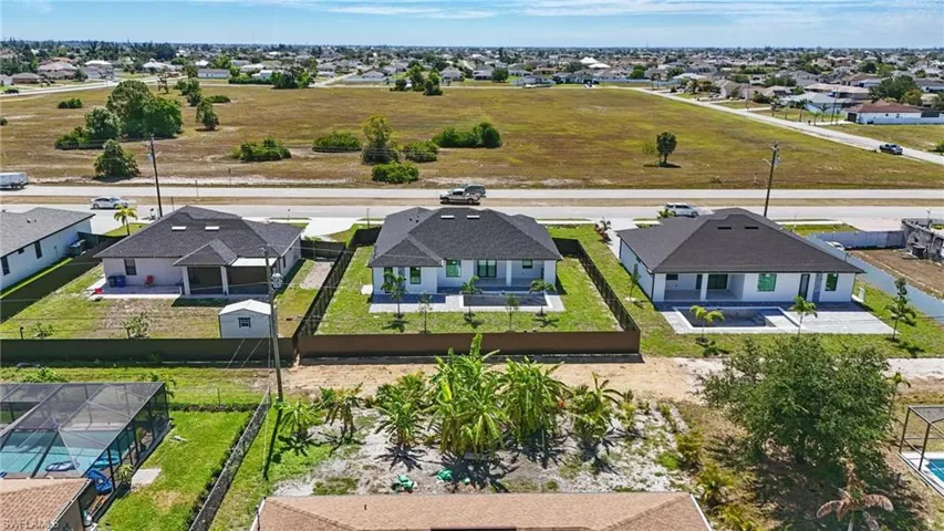 Aerial perspective of suburban area
