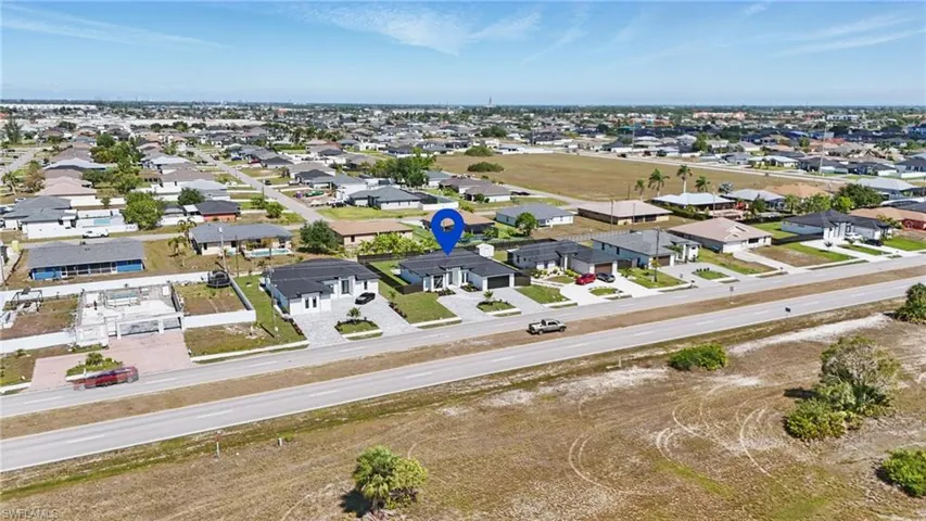 Aerial view of residential area