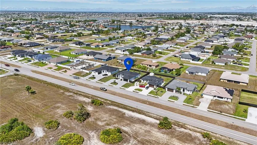 Aerial perspective of suburban area