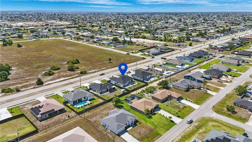 Aerial perspective of suburban area