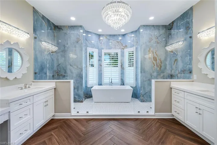 Redesigned Primary Bathroom by Cornerstone