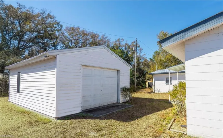 View of detached garage