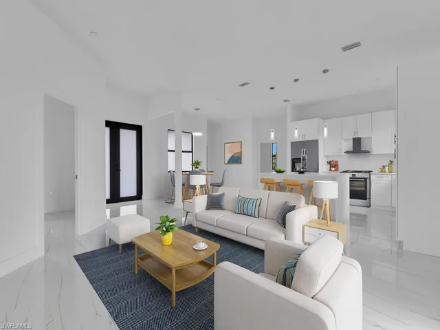 View of tiled living room