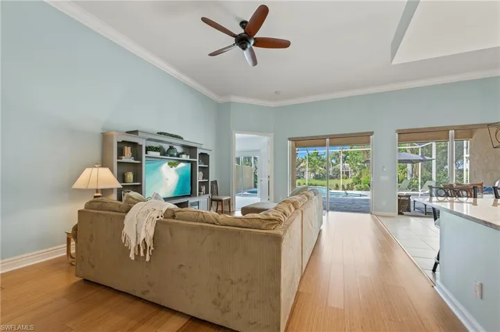 28100 Cetation Way Bonita Springs FL - Living room with double slider access to lanai