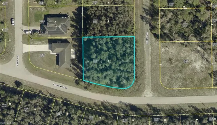 Aerial overview of property's location with property boundaries highlighted